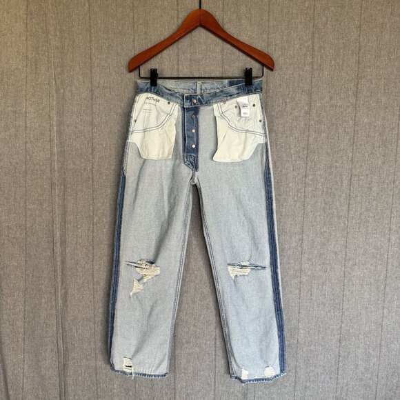 Mother Superior The Trasher 100% Cotton Button Fly Loose Fit Crop Jeans Size 27 - Picture 9 of 16